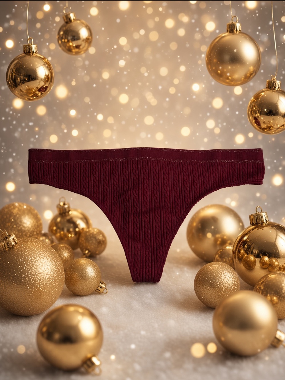 Victoria’s Secret - Cozy Christmas Burgundy Holiday Nordic Knot Thong
